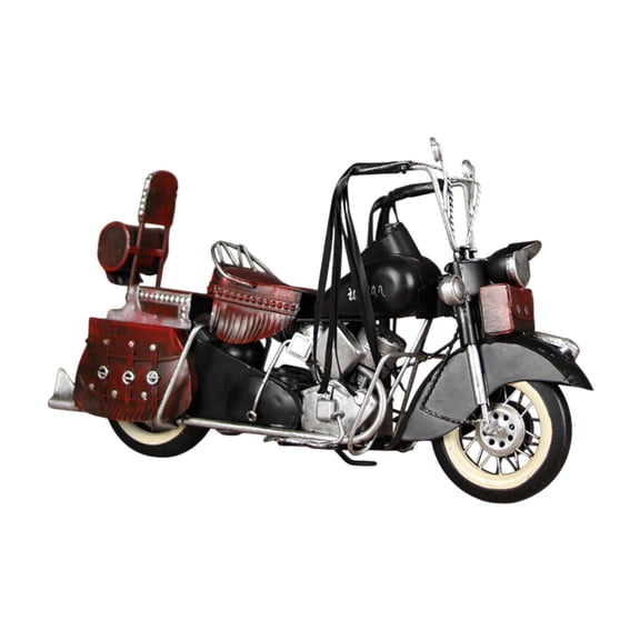 QSTDGVPW Metal Three Wheeled Motorcycle Figurine Statue s Realistic Decoration red and black