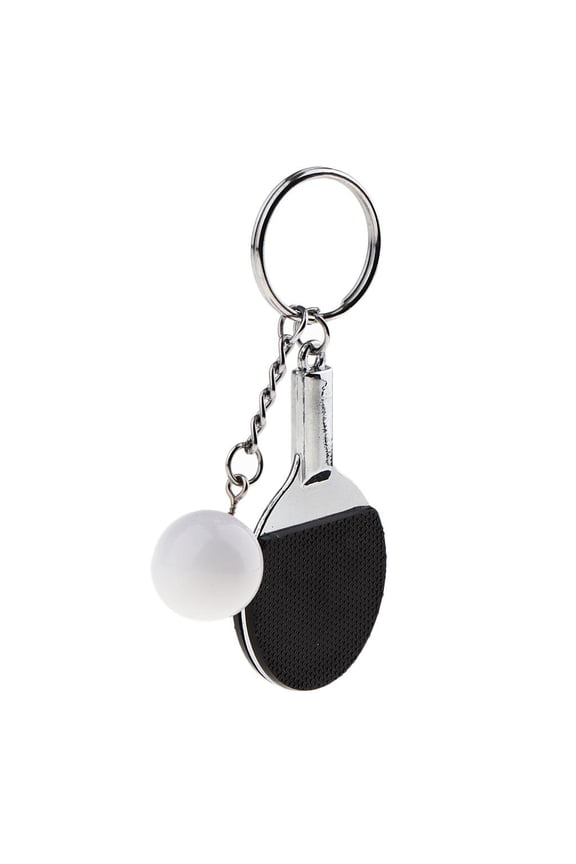 Mini High Quality Table Tennis Pong and Keychain Set Couple Pendant Keyring Gift black