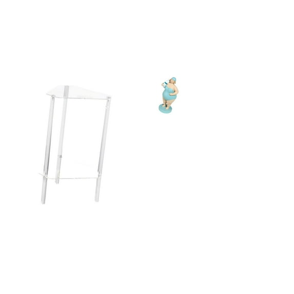 QSTDGVPW Minimalist Clear Acrylic Side Table Nightstand with Beach Woman Resin Doll Lady Statue Collection Ornament Decorative Tabletop End Table for Modern Living Room Home Office Bedroom