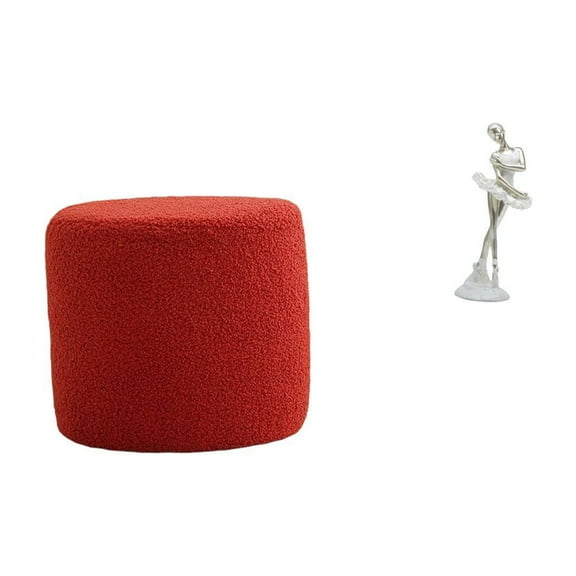 QSTDGVPW Modern Cylinder Ottoman Stool with Ballerina Figurine Art Sculpture for Office Bedroom Nursery Apartment Fireplace Entrance Creative Bench Seat