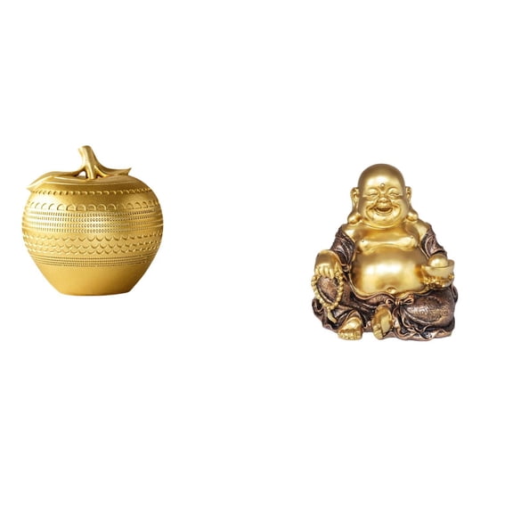 QSTDGVPW Modern Resin Buddha Figurine Sculpture Simple Fruit Art Ornament for Tabletop Bookshelf Dining Room Bedroom Office Feng Shui Anniversary