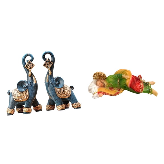 QSTDGVPW Modern Resin Joseph Elephant Statue Figure Decorative Sculpture for Desktop Shelf Home Office Decoration Sleeping Joseph Statue for Tabletop