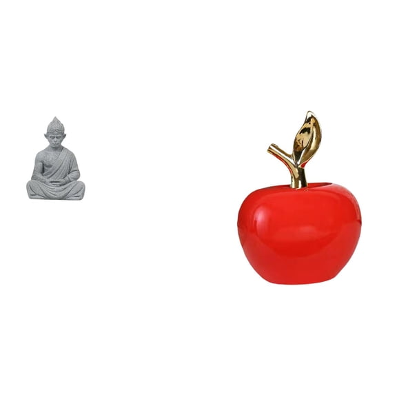 QSTDGVPW Monkey Buddha Statue Figurine Sculpture Collectible Miniature Ornament Artwork Decoration Ceramic Fruit Buddhist Sun Wukong Hotel Patio Backyard Cafe Study Room Holiday