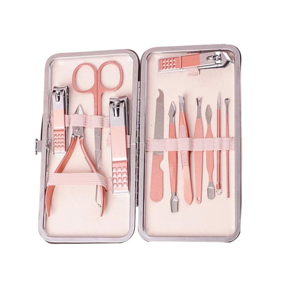 QSTDGVPW Nail Care Kit Stainless Steel Manicure Cuticle Portable Travel, Multi-Functional 12 Pieces Set