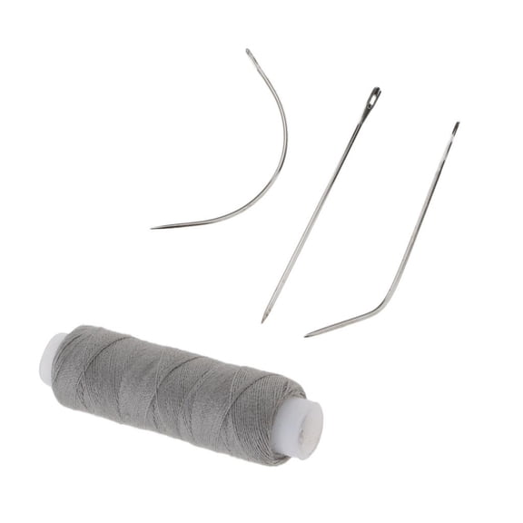 QSTDGVPW Nylon Hair Wig Track Weft Weave Sew Thread + Needle J+I+C For Clip In Extensions Gray
