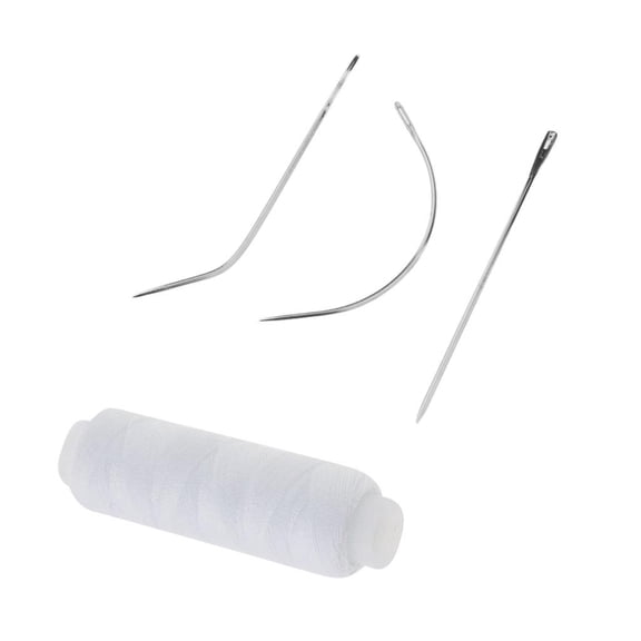 QSTDGVPW Nylon Hair Wig Track Weft Weave Sew Thread + Needle J+I+C For Clip In Extensions White