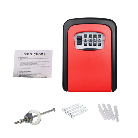QSTDGVPW Outdoor Wall Mounted Safe Key Box with Lock & Waterproof Cover Red