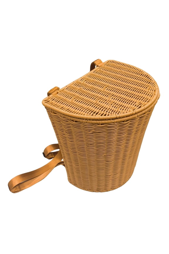 PP Rustic Basket Backpack with Lid with Shoulder Straps for Outdoor Handmade