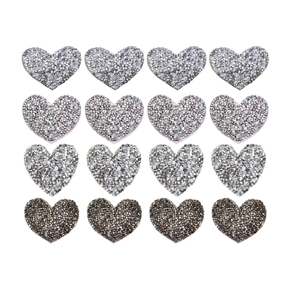 QSTDGVPW Patches Rhinestone Applique Decorative Sequins Crafts Glitter Hotfix Iron on Sew Silver 16Pcs