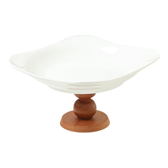 QSTDGVPW Pedestal Fruit Bowl Bread Server Decorative Bowl for Party Picnic Countertop brown