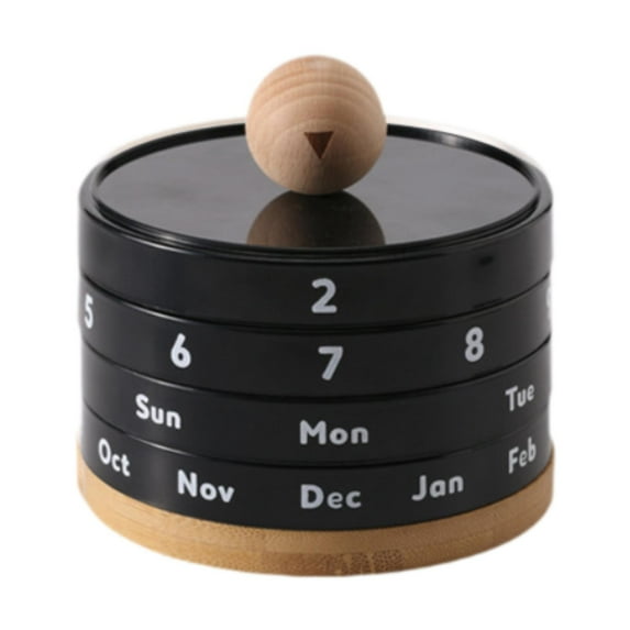 QSTDGVPW Perpetual Calendar Art Rotating Perpetual Calendar for School Fireplace Home black