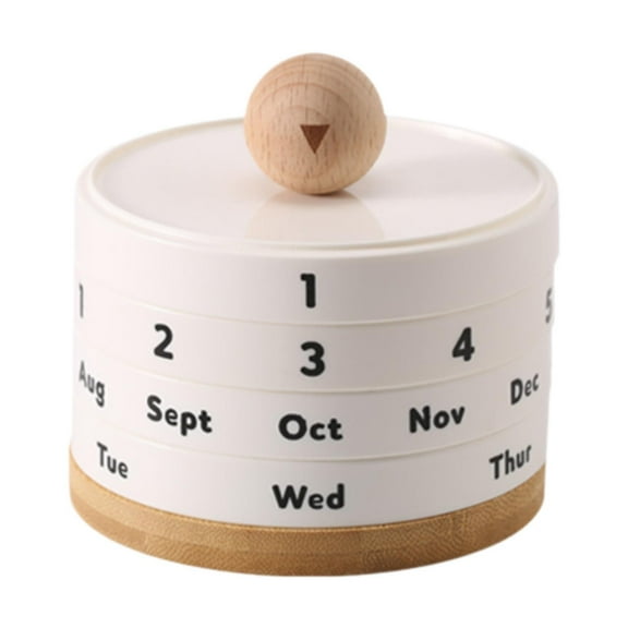 QSTDGVPW Perpetual Calendar Art Rotating Perpetual Calendar for School Fireplace Home white