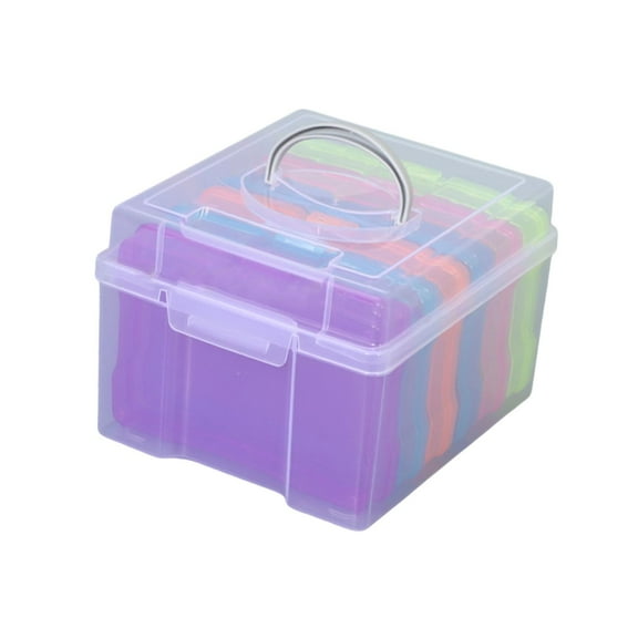 QSTDGVPW Photo Storage Box Compartment Photo Keeper Box for Scrapbook Papers Postcard Colorful
