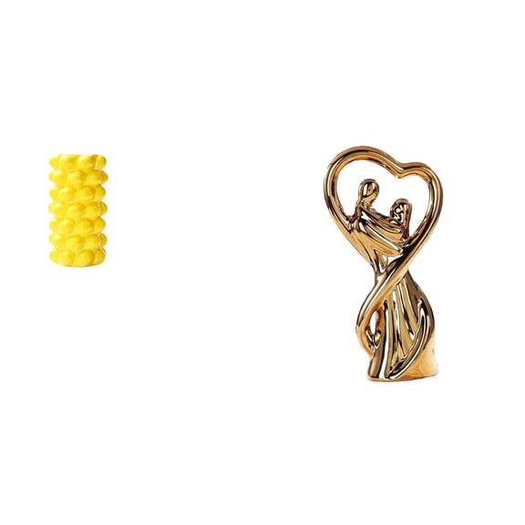 QSTDGVPW Porcelain Flower Vase Desk Ornament with Couple Figurine Sculpture for Tabletop Living Room Anniversary Gift Lovers Family Decoration