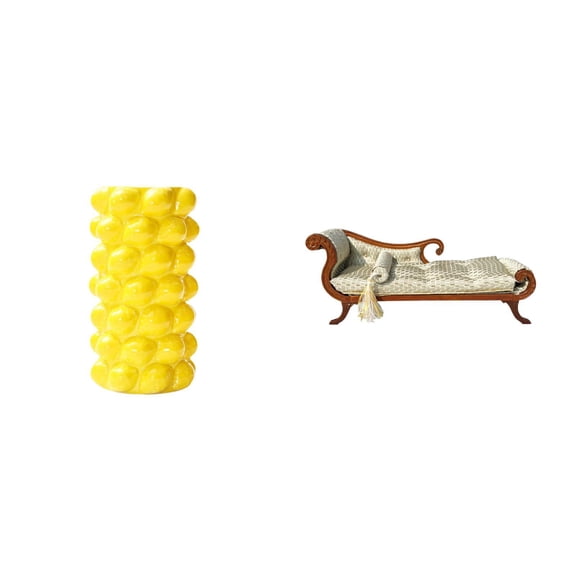 QSTDGVPW Porcelain Flower Vase and Miniature Sofa Model Wooden Bed DIY Accessories for Tabletop Living Room Decoration and Dollhouse Furniture Arrangement