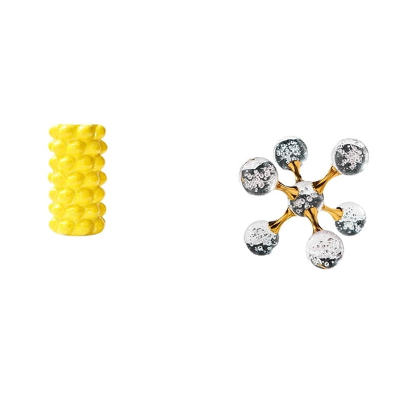 QSTDGVPW Porcelain Flower Vase and Bubble Sphere Figurine Desk Ornament Modern Tabletop Sculpture for Living Room Office Shelf Decoration