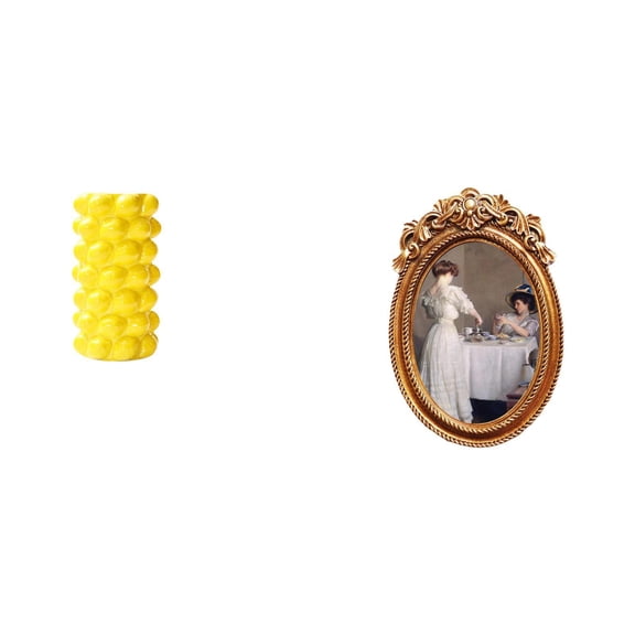 QSTDGVPW Porcelain Flower Vase and Ornate Photo Frame Decorative Tabletop Ornament for Living Room Office Bedroom Display Holder Stand Gift