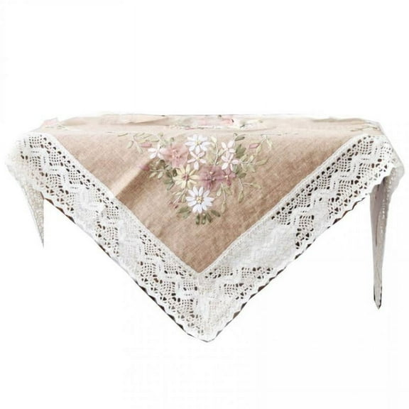 QSTDGVPW Printed Stamped Cross Stitch Tablecloth Kit for Embroidery Coffee