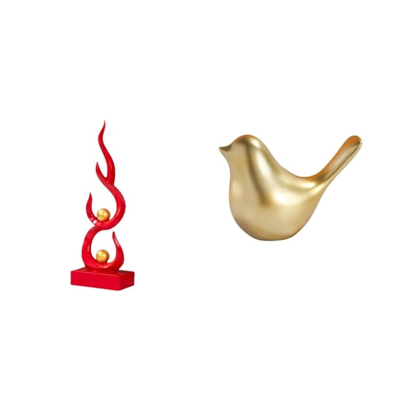 QSTDGVPW Radiant Flame Bird Resin Sculpture Modern Abstract Fire and Animal Figurine for Desktop Office Patio Bookshelf Home Decor Gift