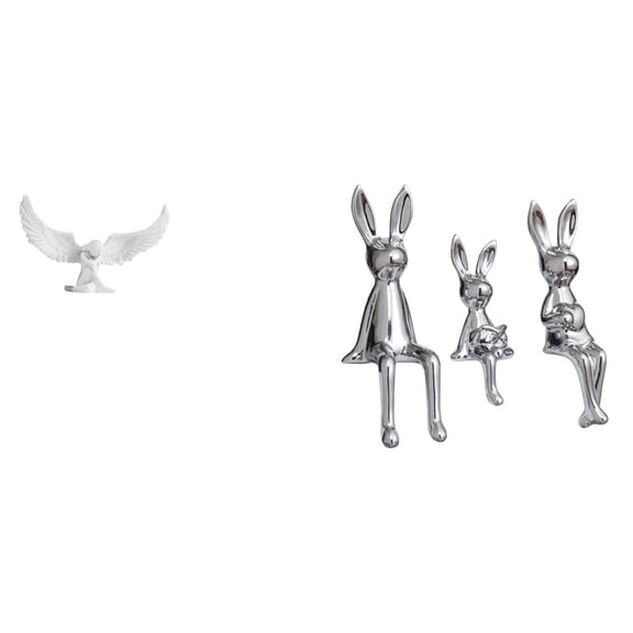 QSTDGVPW Resin Angel Bunny Statue Figurine Sculpture Ornament for Office Housewarming Bookshelf Hallway Desktop Cabinet Table Centerpiece Decor