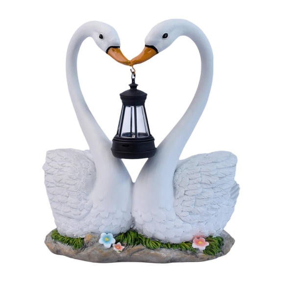 QSTDGVPW Resin Swan Statue with Solar Lighting - Modern Gift, Decoration, Animal Figure
