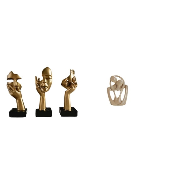 QSTDGVPW Resin Thinker Couple Abstract Art Sculptures Creative Figurine Tabletop Decorations for Office Bookshelf Living Room Bookcase Cafe Desktop Birthday Gift