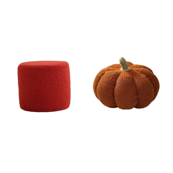 QSTDGVPW Round Ottoman Foot Rest Stool Bench Seat Chair Small Cylinder Sofa Tea Stool Halloween Pumpkin Pillows Stuffed Plush Decorative Cushion for Office Bedroom Nursery Apartment Room Decor