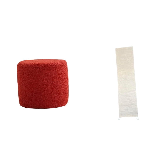 QSTDGVPW Round Ottoman Foot Rest Stool Bench Seat Chair Small Cylinder Sofa Tea Stool for Office Bedroom Nursery Apartment Paper Floor Lamp Shade Cozy Living Room Decor Standing Lamp Light