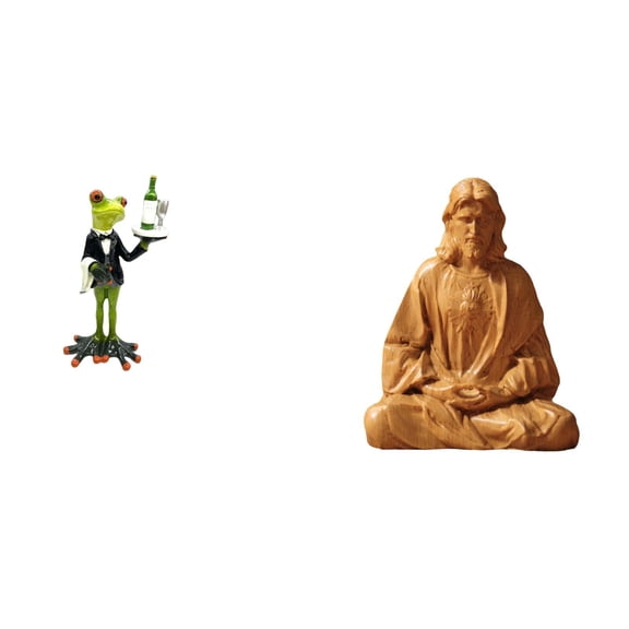 QSTDGVPW Sacred Heart Waiter Frog Statue Catholic Jesus Animal Sculpture Creative Decorative Figurine Collectible Tabletop Ornament for Fireplace Entrance Shelf Birthday Gift Hallway Bedroom