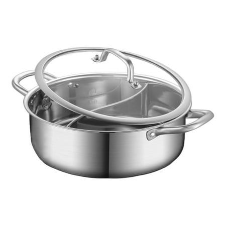 QSTDGVPW Shabu Shabu Hot Pot, Stainless Steel Cookware, Double Sided Multipurpose Chinese 28cm