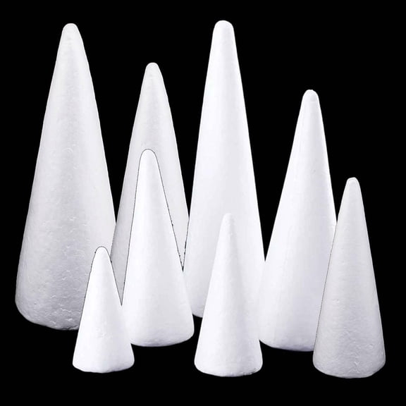 QSTDGVPW Sharplace 8pcs 7-25cm Styrofoam Foam Cones Polystyrene for Crafts DIY Projects