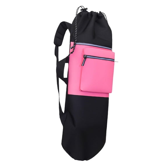 QSTDGVPW Skateboard Backpack Drawstring Closure Pad Storage Bag Waterproof Longboard Case Black and Rose Red