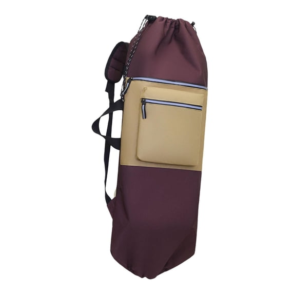 QSTDGVPW Skateboard Backpack Drawstring Closure Pad Storage Bag Waterproof Longboard Case Brown