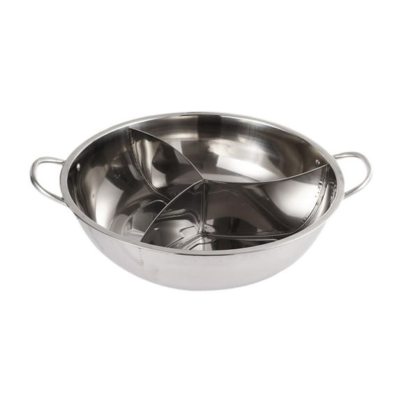 QSTDGVPW Stainless Steel Divided Hot Pot Cooking Pot 3 Favor Easy to Clean Chinese Multifunctional for Home Camping Restaurant Kitchen 36cm