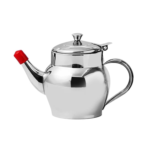 QSTDGVPW Stainless Steel Oil Dispenser Bottle with Handle Smooth Pouring Leakproof Oil Keeper Vinegar Pot Vinegar Container for Home 400ml