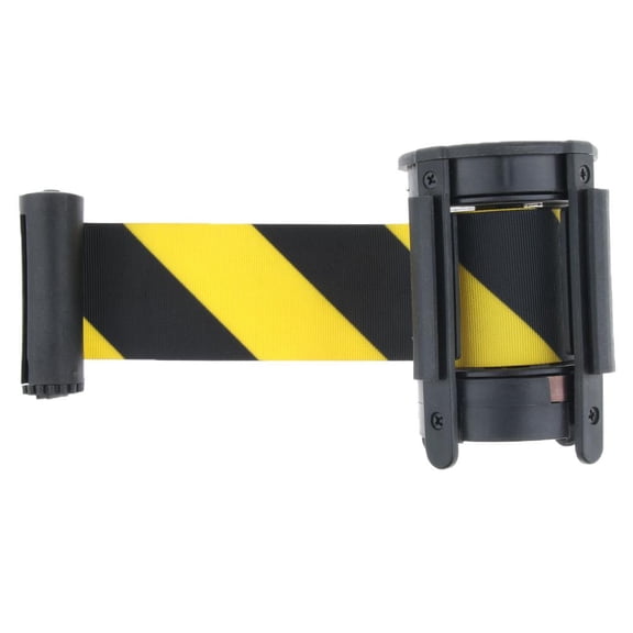 QSTDGVPW Stanchion Queue Barrier Crowd Control Retractable Black and Yellow