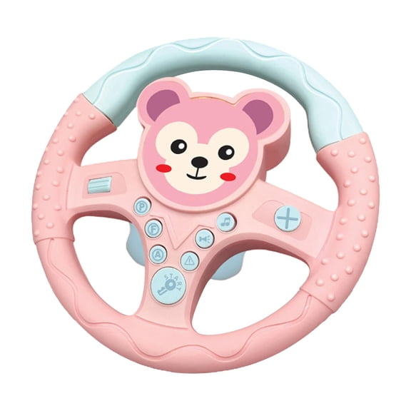 QSTDGVPW Steering Wheel Car Seat Toy with Sound and Light Pretend Driving Play Steering Wheel Toy for Motor Skill Car Seat Toys Kids Infant Toddler Monkey