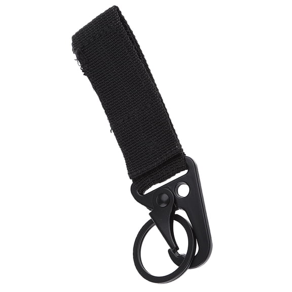 QSTDGVPW Tactical Nylon Belt Metal Carabiner Hook Key Webbing Buckle Clip Black tool 11.5 x 2.5cm