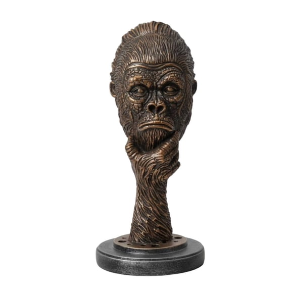 QSTDGVPW Thinking Primate Statue Unique Gift Idea Ape Thinker Figurine Art Collection Piece Resin Animal Sculpture for Men, Study Room, Office Desk, Bookshelf