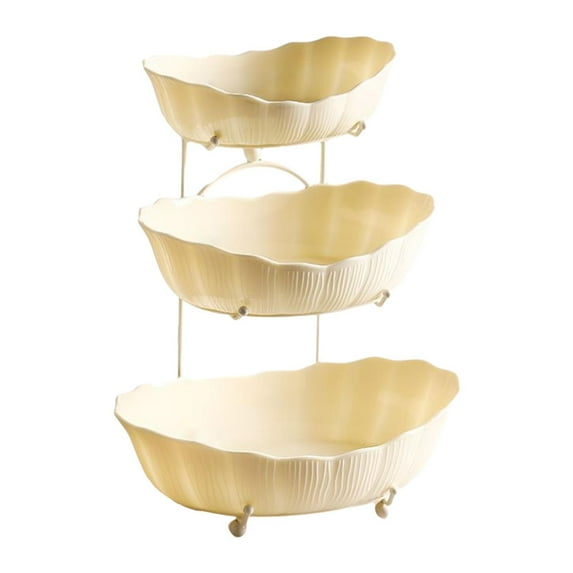 QSTDGVPW Tiered Fruit Bowl Basket Serving Tray Bread Restaurant Home Vegetable Holder Yellow 28.5x25x31cm