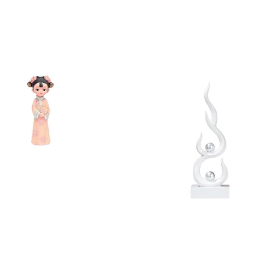 QSTDGVPW Traditional Chinese Girl Resin Flame Sculpture Miniature Figurine Abstract Fire Ornament Desktop Gift for Bedroom Office Bookshelf