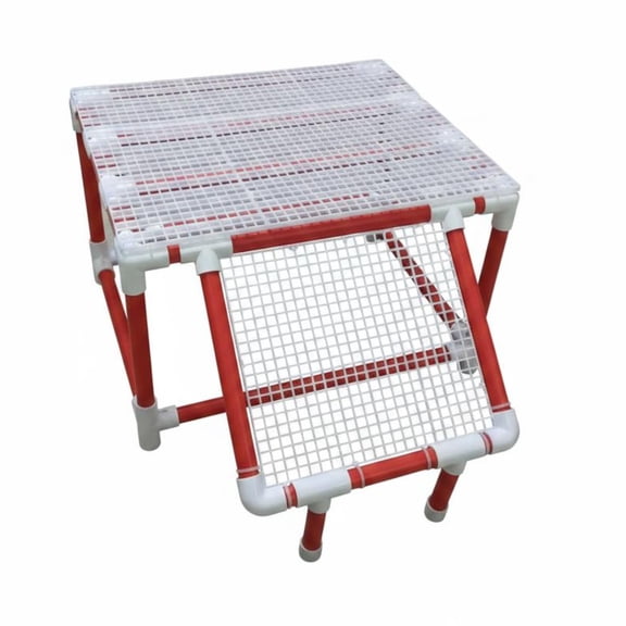QSTDGVPW Turtle Habitat Platform Basking Stand Ramp Reinforced Support Frame Elevated Design Red and Gray 45x32x30 Cm for Aquariums Enclosures