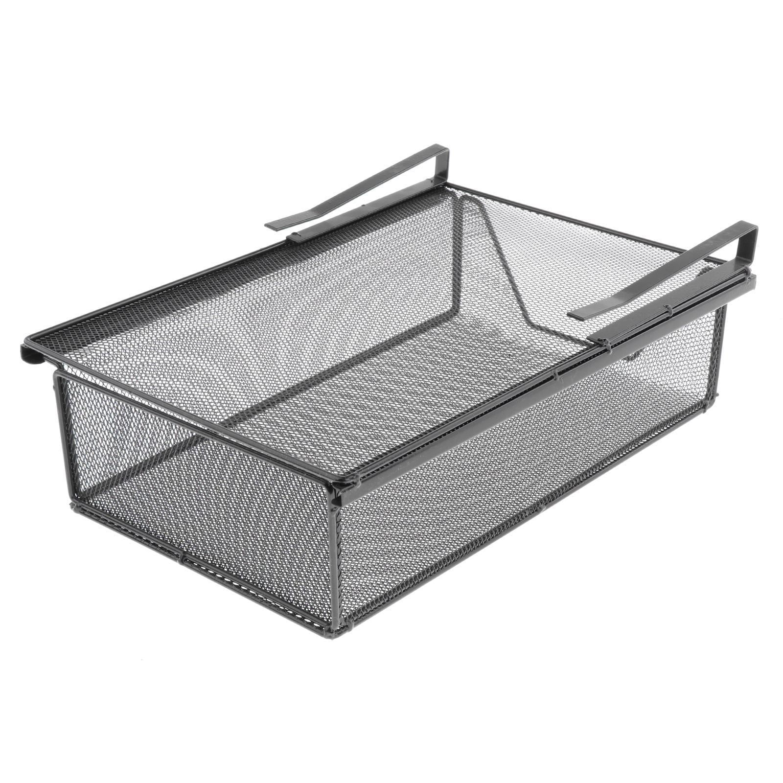 QSTDGVPW Under Shelf Wire Basket Mesh Closet Hanging Basket for Office Wardrobes Home Black