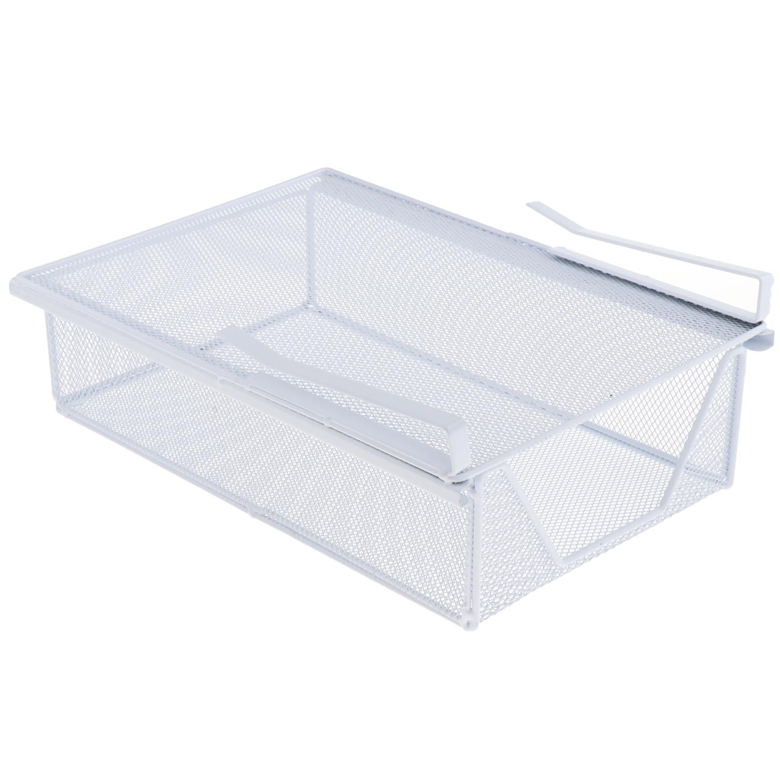 QSTDGVPW Under Shelf Wire Basket Mesh Closet Hanging Basket for Office Wardrobes Home White