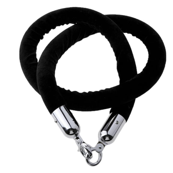QSTDGVPW Velvet Queue Line Rope Barrier Crowd Control Stanchion w/ Silver Hooks Black