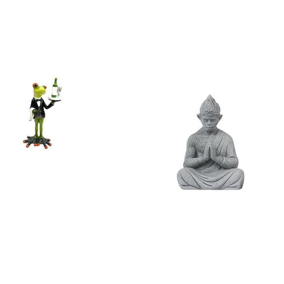 QSTDGVPW Waiter Frog Monkey Buddha Statue Animal Sculpture Creative Decorative Figurine Tabletop Ornament for Fireplace Entrance Shelf Birthday Gift Buddhist Collectible Miniature Sun Wukong
