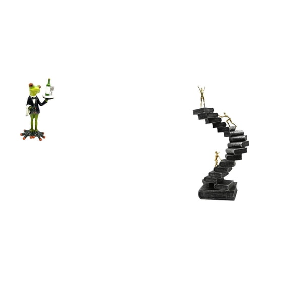 QSTDGVPW Waiter Frog Statue Animal Sculpture Creative Decorative Figurine Tabletop Ornament Thinker Ladder Resin Abstract Figure Handicraft Bookshelf Decorative Objects Desktop Table