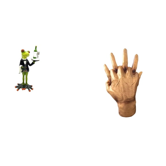 QSTDGVPW Waiter Frog Statue Animal Sculpture Hands Entwined Hand Sculpture Creative Decorative Figurine Tabletop Ornament for Fireplace Entrance Shelf Birthday Gift Home Bedroom Soulmate Lovers