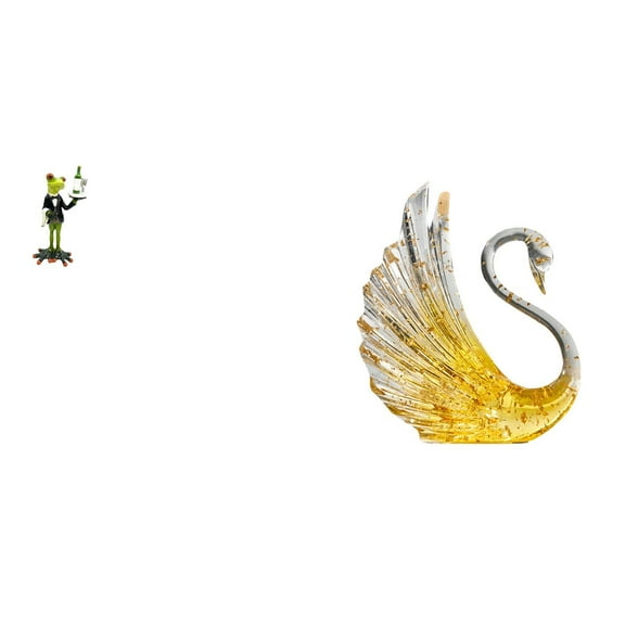 QSTDGVPW Waiter Frog Swan Statue Animal Figurine Resin Sculpture Creative Decorative Ornament Tabletop Desktop Fireplace Entrance Shelf Birthday Engagement Gift Home Cake Topper Bird Figure