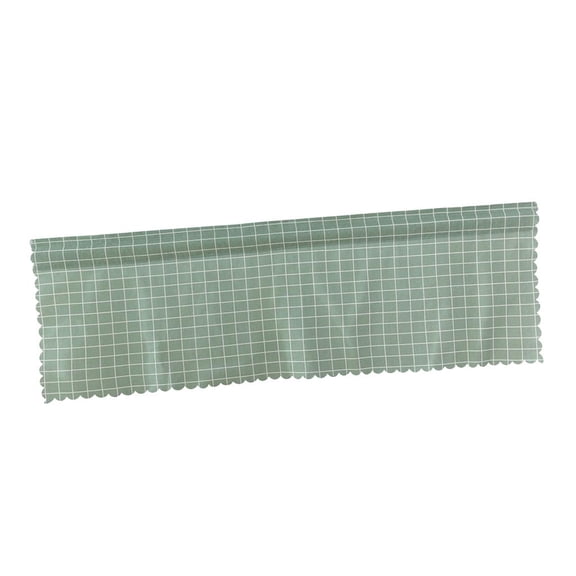QSTDGVPW Window Balcony Rod Grid Short Curtain for Home Kitchen Cabinet Panel Green Grid